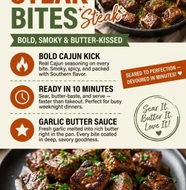 Delicious Cajun Steak Bites with spices served as an appetizer.