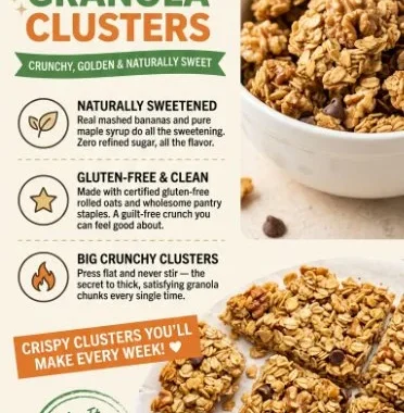 Delicious easy banana bread granola clusters for a healthy snack.