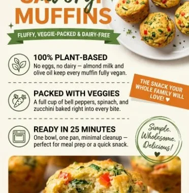 Easy vegan savory muffins baked with delicious plant-based ingredients