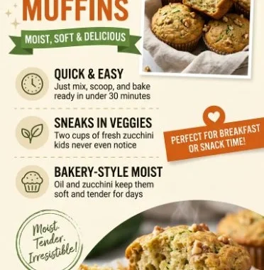 Freshly baked zucchini muffins on a cooling rack