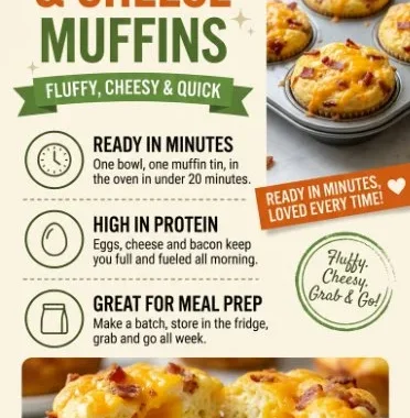 Delicious Bacon Egg and Cheese Muffins ready to be served