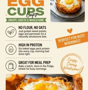 Delicious Baked Sweet Potato Egg Cups served in a stylish dish
