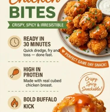 Delicious homemade Buffalo Chicken Bites served in a bowl