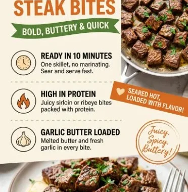 Cajun Garlic Butter Steak Bites served in a skillet