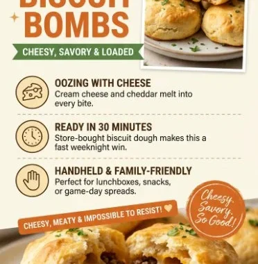 Cheesy Beef Biscuit Bombs served on a plate