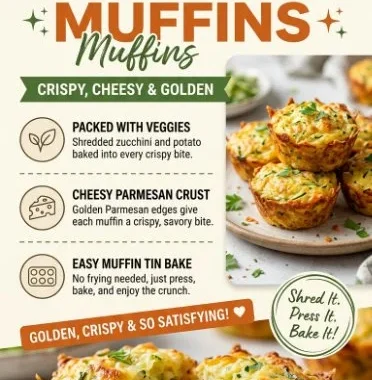 Crispy Parmesan Zucchini Potato Muffins fresh out of the oven