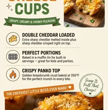 Baked Mac and Cheese Cups served on a plate, perfect for a snack or appetizer.