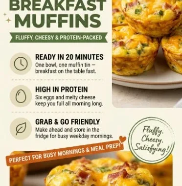 Mini egg and cheese breakfast muffins on a plate