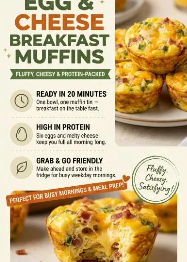 Mini egg and cheese breakfast muffins on a plate