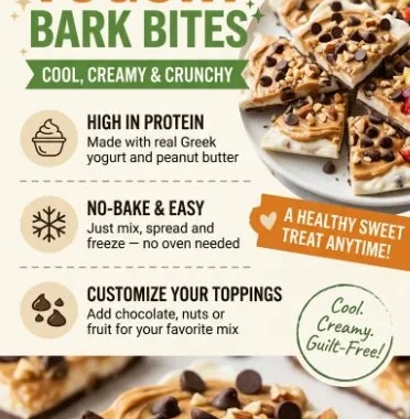 Peanut Butter Greek Yogurt Bark Bites displayed on a plate