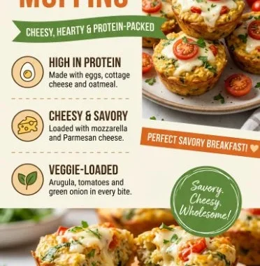 Savory oatmeal muffins fresh out of the oven, ready to be served
