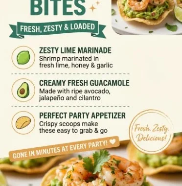 Delicious shrimp tostada bites served on a plate with garnishes