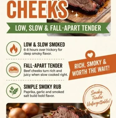 Delicious smoked beef cheeks served with sides