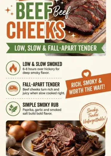 Delicious smoked beef cheeks served with sides