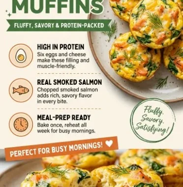 Delicious smoked salmon egg muffins topped with herbs and spices