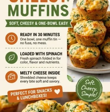 Delicious spinach cheesy muffins fresh out of the oven