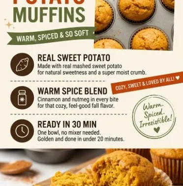 Freshly baked sweet potato muffins cooling on a rack.