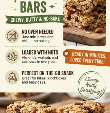 Homemade Trail Mix Granola Bars with nuts, seeds, and dried fruits