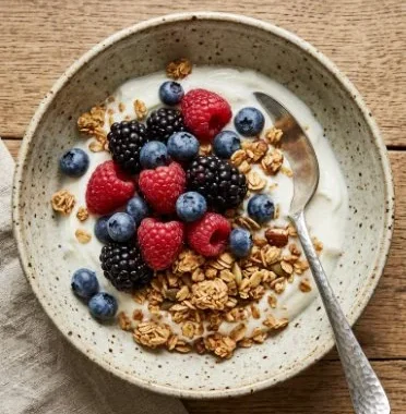 Easy Greek yogurt bowl with fresh fruit and honey