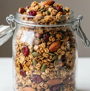 Healthy Granola 2 Bowl of healthy granola with nuts and fruits for a nutritious snack