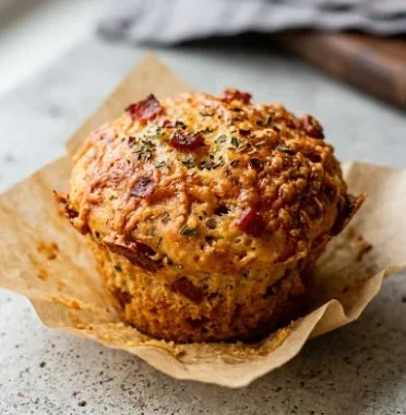Keto Pepperoni Zucchini Muffins stacked on a plate, perfect for low-carb diets.