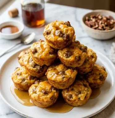 Delicious Mini McGriddle Bites served on a plate, perfect for breakfast or snack.