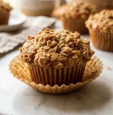 Oatmeal applesauce muffins, delicious and healthy baked goods on a plate