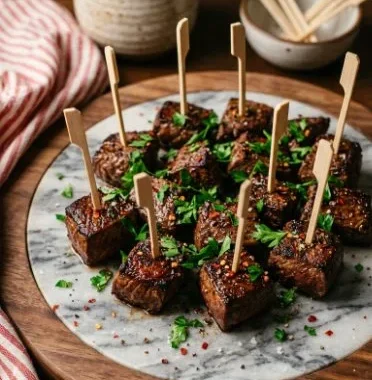 Delicious steak bites served as an appetizer