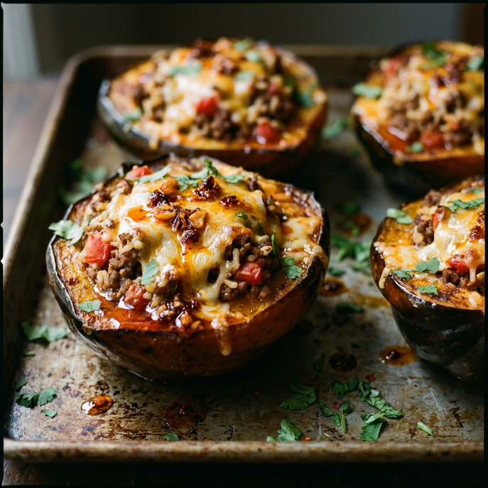 Chili crisp stuffed acorn squash WPRM