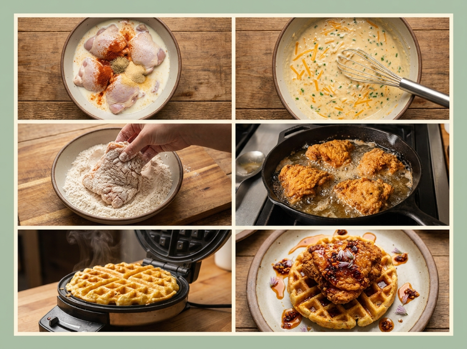 chili crisp savory waffle steps